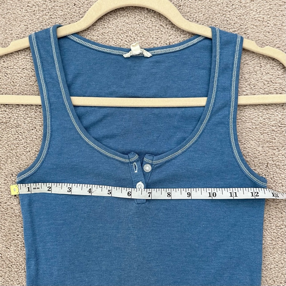 Blue Sleeveless Henley Tank Top - Layering Tank - Y2K Style - Picture 3 of 12